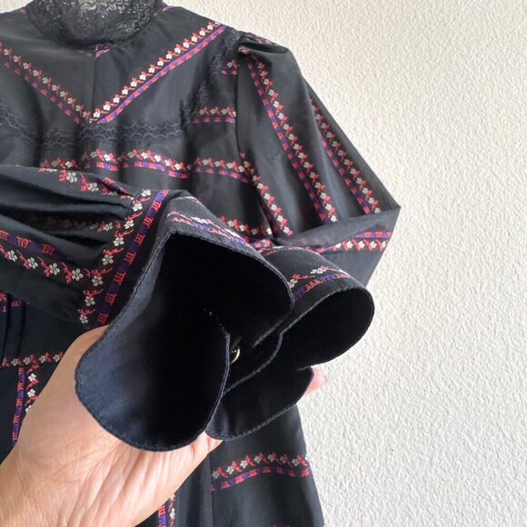 Sandro Sibel Floral Jacquard Mini Dress Lace Mock Neck Metallic Size 1 Small - Picture 9 of 15